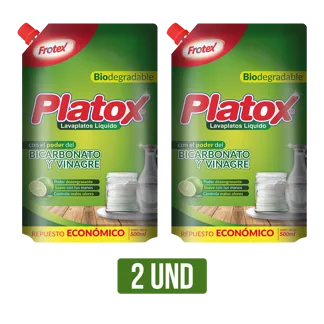 2Un Lavaplatos Platox Líquido Frotex Doypack x500ml