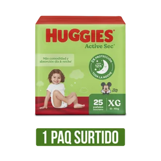 Pañal Huggies Activesec x25