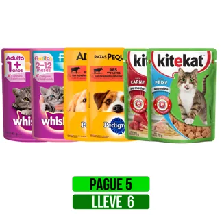 Pague 5Und Lleve 6Und Alimento Húmedo Surtido (Perros/Gatos) x85gr/100gr