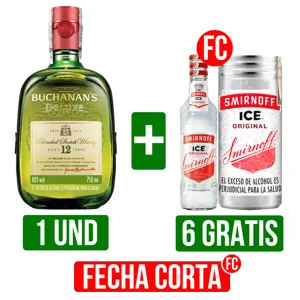 Whisky Buchanan´s D´luxe x750ml Gts 6 Und Smirnoff Ice (x250ml/x275ml)