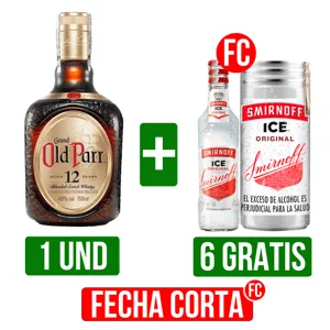 Whisky Old Parr 12años x750ml Gts 6 Und Smirnoff Ice (x250ml/x275ml)