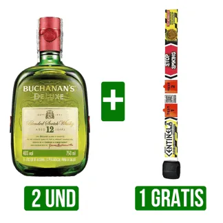 2 Und Whisky Buchanan´s D´luxe x750ml Gts Pulsera Detectora De Drogas Centinela x6gr