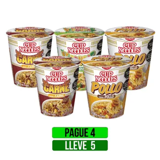 Pague 4 Lleve 5Un Nissin Cup Noodles Surtido