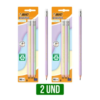 2Und Lápiz BIC Evolution Pastel Blister x5 Lápices