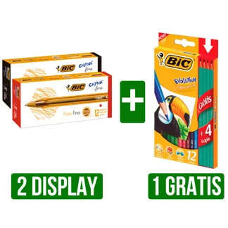 2Display Boligrafo Punta Fina Surtida x12 Gts Colores Evolution x12