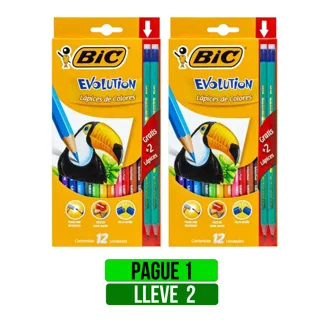 Pague 1 Lleve 2Und Colores Bic Evolution x12 Colores +2 Lapices