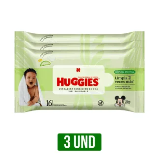 3Un Toallita Húmeda Huggies Limpieza Efectiva x16