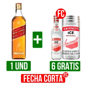 Whisky Johnnie Walker Red Label x700ml Gts 6 Und Smirnoff Ice (x250ml/x275ml)