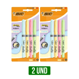2Und Resaltadores BIC Pastel Blister x4 Resaltadores