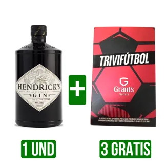 Ginebra Hendrick.s Original x1000ml Gts 3Und Cartas Trivifutbol Grant'S
