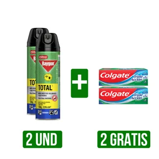 2Und Insecticida Baygon Total Aerosol x226ml Gts 2Und Crema Dental Colgate Triple Acción x22ml