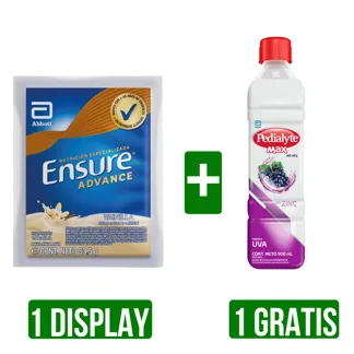 1Dp Ensure Advance Vainilla x53.5gr Gts 1Und Pedialyte Uva Zinc 60 Meq 500ml