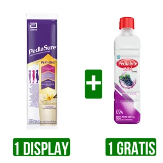 1Dp Pediasure Peptigro Vainilla x49gr Gts 1Und Pedialyte Uva Zinc 60 Meq 500ml