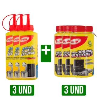 3und Limpiahornos Frotex x150gr + 3und Limpia Hornos Frotex x280gr R Con Escobilla