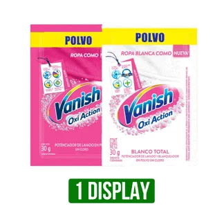 Display Desmanchador Vanish Polvo (Rosa/Blanco) x12Un x30gr