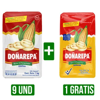9Und Harina Maiz Blanca Doñarepa x1000gr Gts Harina Doña Arepa Amarilla x1000gr