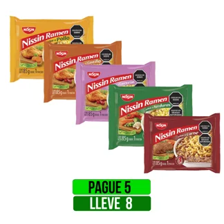 Pague 5 Lleve 8Un Nissin Ramen Surtidox85gr
