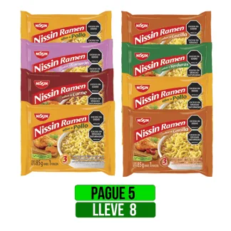 Pague 5 Lleve 8Un Nissin Ramen Surtidox85gr