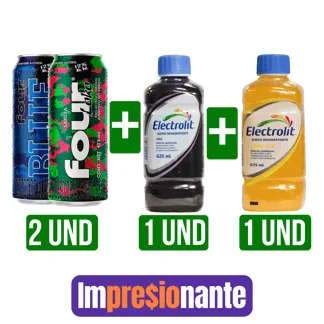 2Und Four Loko Surtido x473ml Dto 4% + Electrolit (Uva + Maracuya)x625ml Dto 2%