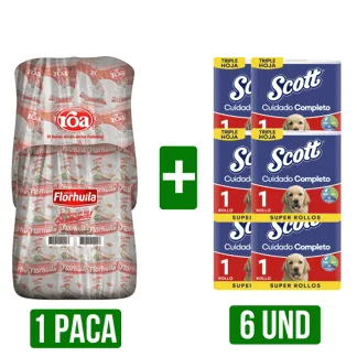1 Paca Arroz (Roa/Florhuila) x25Un x500gr + 6 Un Papel Scott Triple Hoja x1 Rollo x30mts