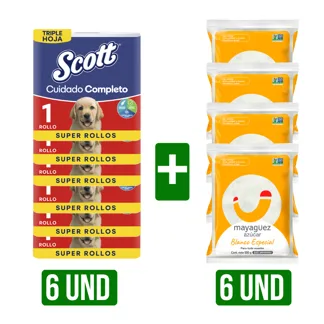 6Un Papel Scott Cuidado Completo Dto + 6Un azucar blanco x500g
