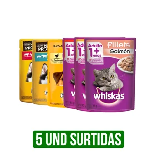 5Und Alimento Húmedo Surtido Pedigree 100gr/Whiskas x85gr
