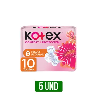 5Un Toalla Higiénica Kotex Comfort & Protección Ultrafina Tela x48Un x10