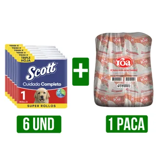 6Un Papel Scott Cuidado Completo + 1 Paca de Arroz x25Un(Florhuila/Roa Forti)x500gr