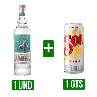 Tequila Cazadores Blanco x700ml Gts Cerveza Sol Lata x310ml