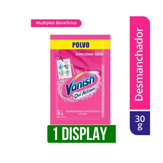 KD 1Display Desmanchador Vanish Polvo (Rosa/Blanco) x12Un x30gr Dto 8%
