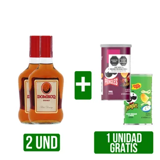 2 Und Brandy Domecq Media x375ml Gts Papas Fritas Pringles (BBQ /Crema Y Cebolla)x71gr