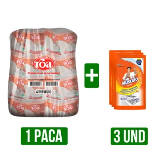 Paca Arroz Roa Fortiplus x25Un x500gr + 3Und Desengrasante Mr Musculo x250ml