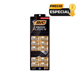 Cuchilla Rasuradora Bic Doble Filo Chrome Platinum x10Un x5 Cuchillas