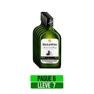 Pague 6 Lleve 7Und Whisky Black & White x375ml