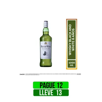Pague 12 Lleve 13Und Whisky Black & White x1000ml