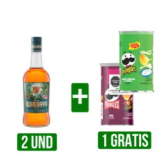 2Und Ron Quimbaya Gold Botella x700ml Gts 2Und Papas Fritas Pringles (BBQ /Crema Y Cebolla)x71gr
