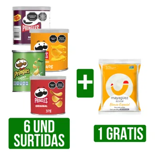 6Und Papas Fritas Pringles Surtidas x40gr/x37gr Gts Azucar Mayagüez Blanca x500gr