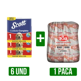 6Un Papel Scott Cuidado Completo + 1 Paca de Arroz x25Un(Roa Forti)x500gr