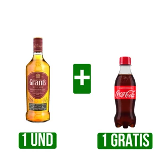 Whisky Grant's Triple Wood x700ml Gts Gaseosa Coca-Cola Botella Pet x250ml
