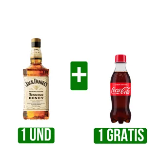 Whisky Jack Daniel´s Honey x700ml Gts Gaseosa Coca-Cola Botella Pet x250ml
