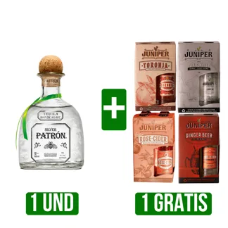 Tequila Patrón Silver x700ml Gts Four Pack Juniper x4Un x800ml