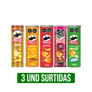 3Und Papas Fritas Pringles Surtidas x124gr/x158gr