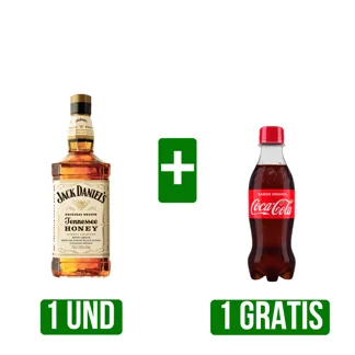 Whisky Jack Daniel´s Honey x700ml Gts Gaseosa Coca-Cola Botella Pet x250ml