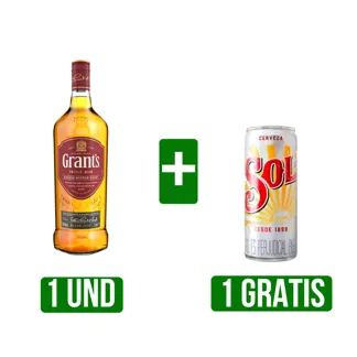 Whisky Grant's Triple Wood x350ml Gts Cerveza Sol Lata x310ml