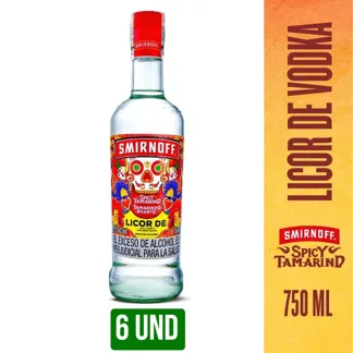 6Und Vodka Smirnoff Tamarindo Picante x750ml