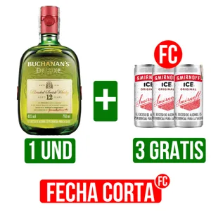 Whisky Buchanan´s D´Luxe x750ml Gts 3Und Vodka Smirnoff Ice Lata x250ml