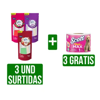 3Un Ambientador Glade Varitas DoyPack Surtido x12Un x60ml Gts 3Un Papel Higiénico Scott Rindemax