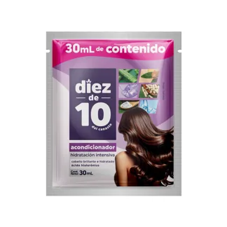 Acondicionador Diez De 10 Hidratación Intensiva Sachet x20Un x30ml