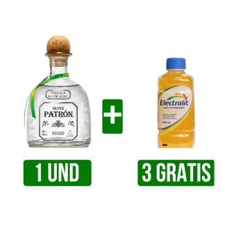 Tequila Patrón Silver x700ml Gts 3Und Electrolit Maracuya  x625ml