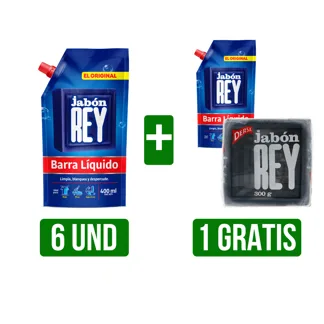 6Un Jabón Rey Barra Liquido DoyPack x400ml Gts 1Un Jabon rey (Barra o Liquido)